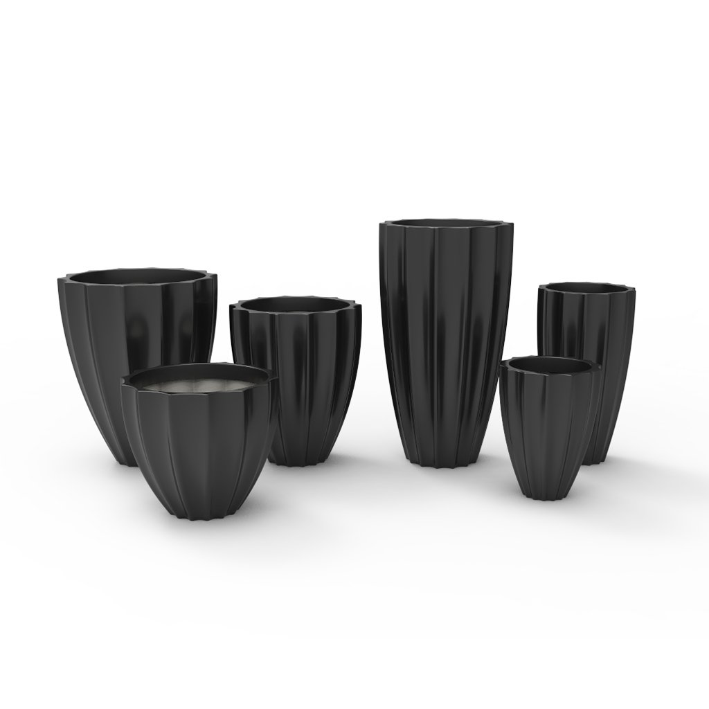 Fiber Saksı Lina (RAL 9005 Jet siyah, Ø:30x50)